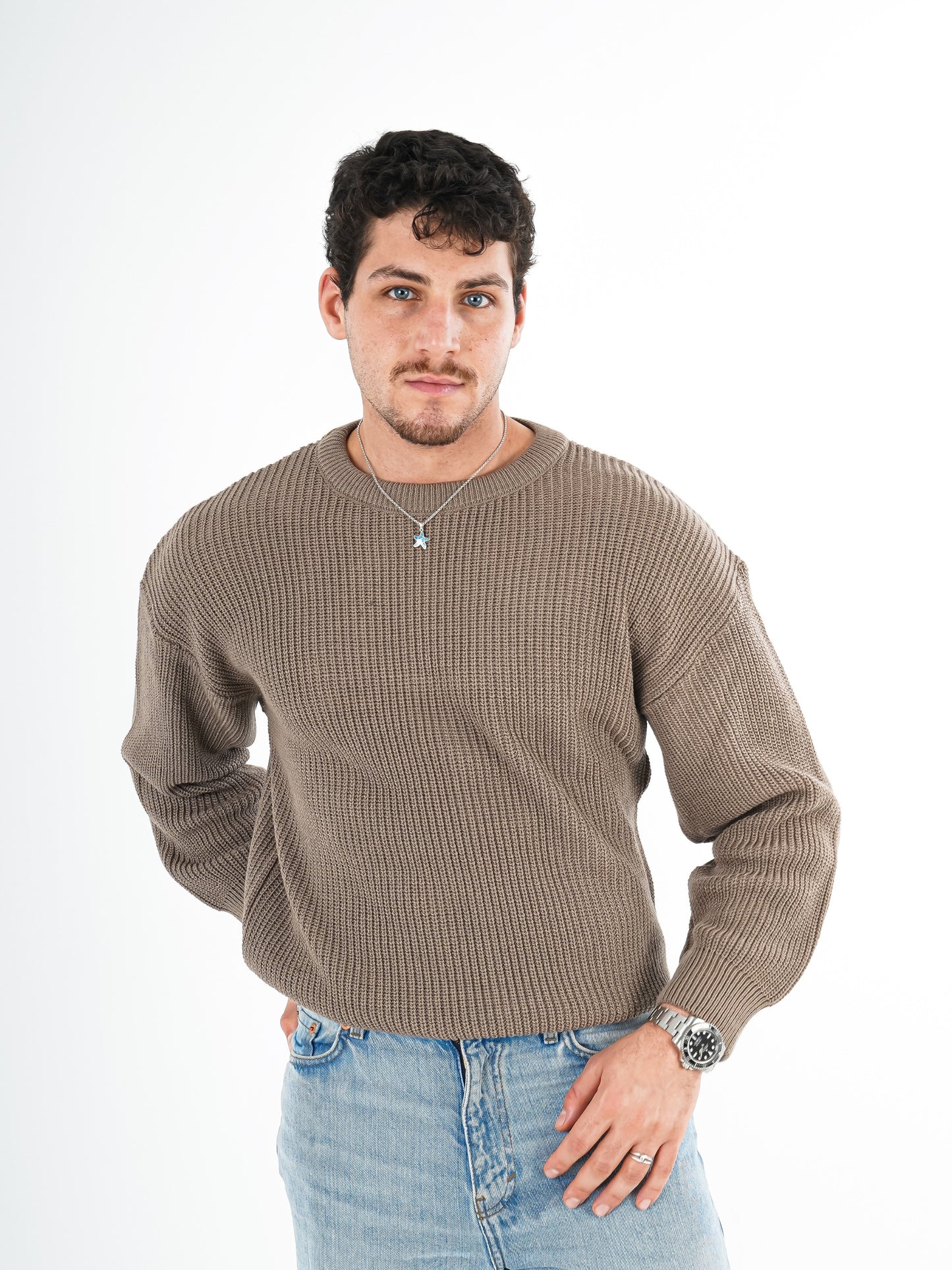 Beige Knitted Crewneck