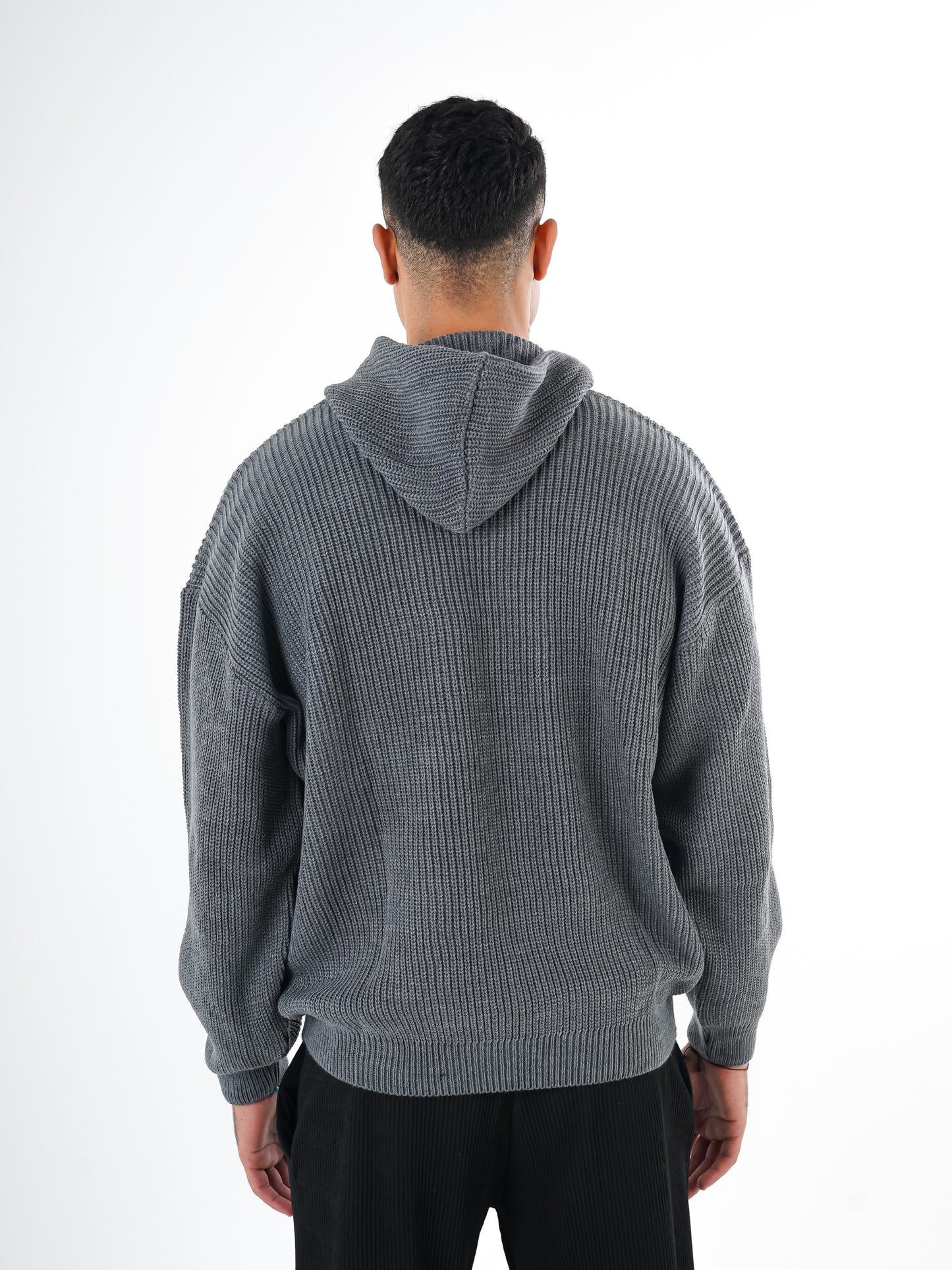 Grey Knitted Hoodie