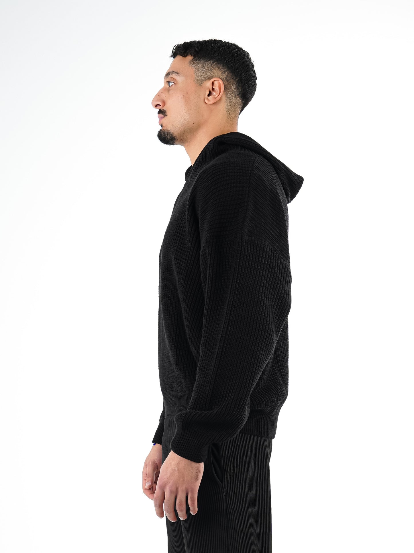 Black Knitted Hoodie