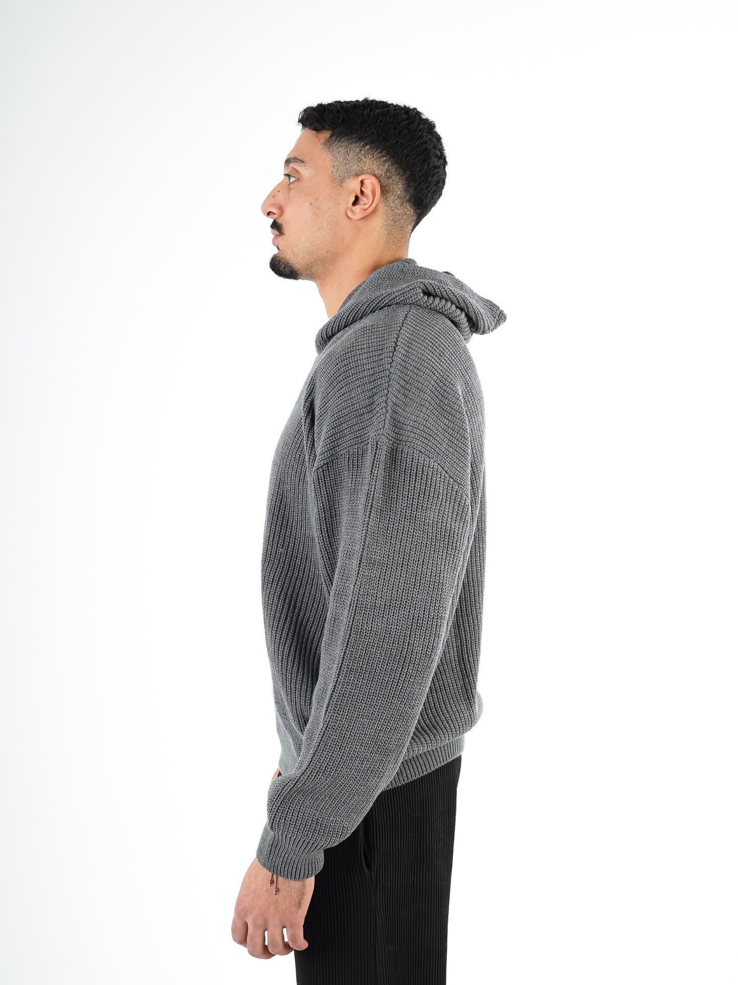 Grey Knitted Hoodie