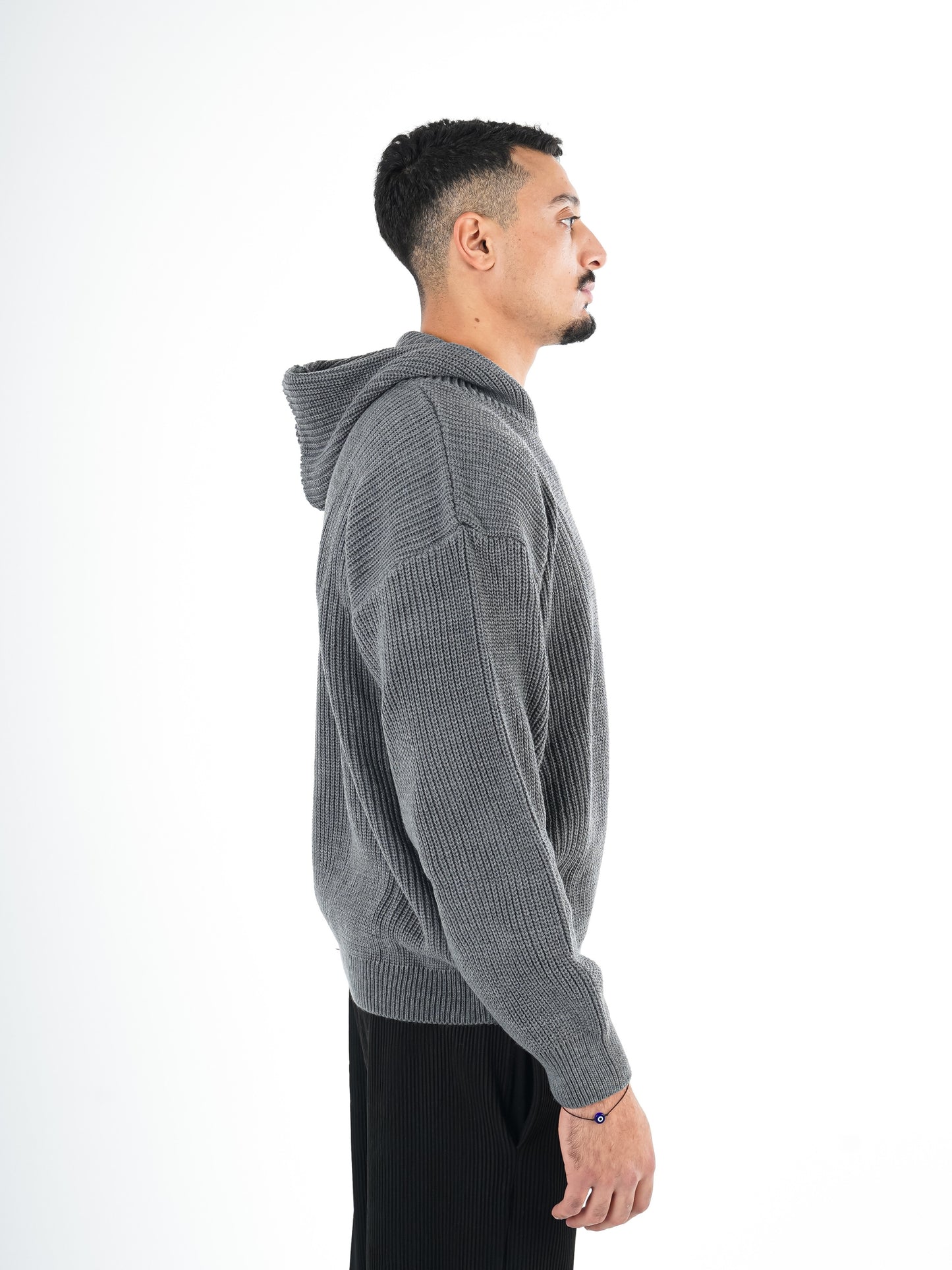 Grey Knitted Hoodie