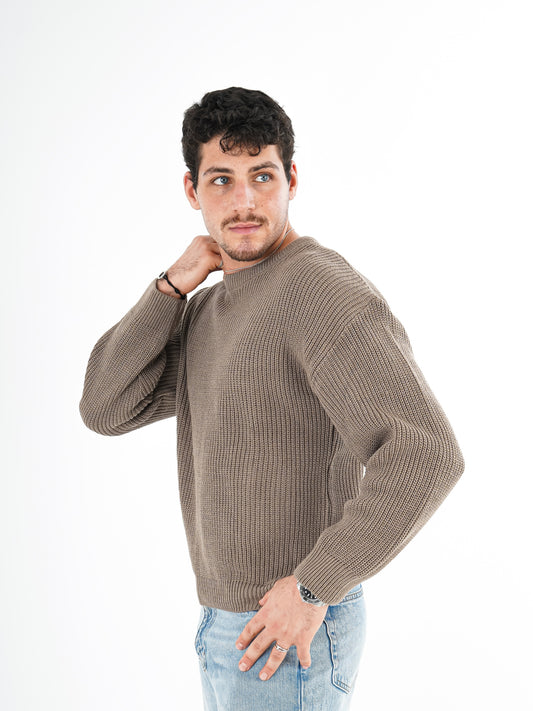 Beige Knitted Crewneck